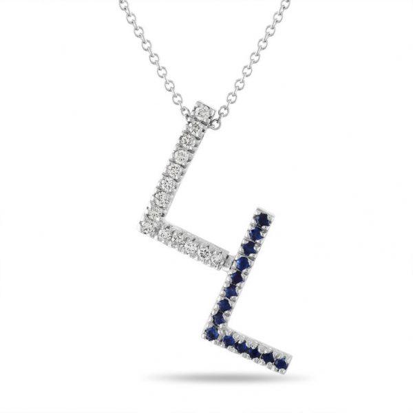 Hochzeit - 0.53 Carat Diamond And Sapphire Initial Pendant Necklace