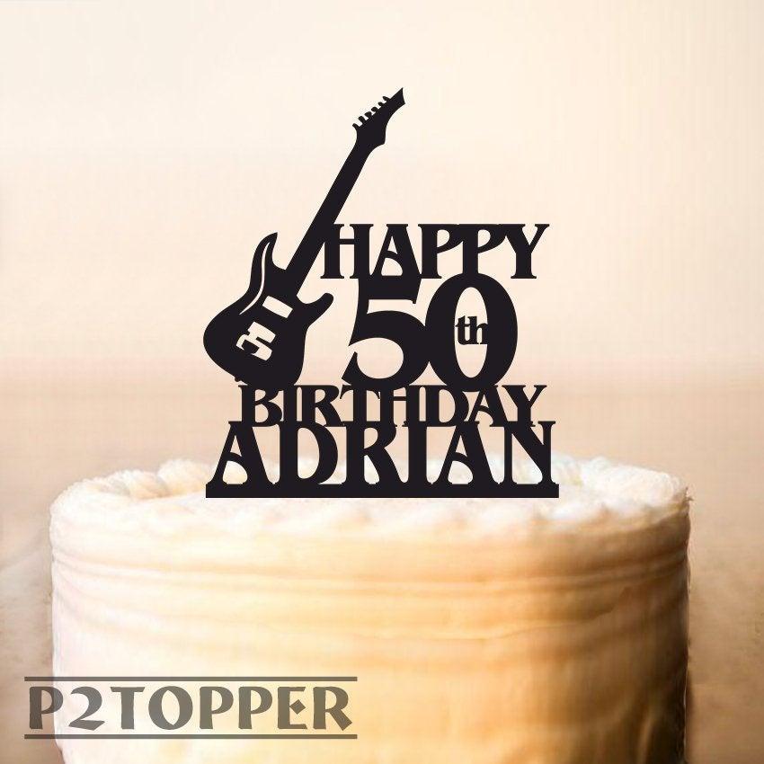 Mariage - Guitar Cake Topper,Musician Cake Topper,Electric Bass,Band,Guitar Player Cake Topper,Music Birthday Cake Topper,any age Cake Topper 0328