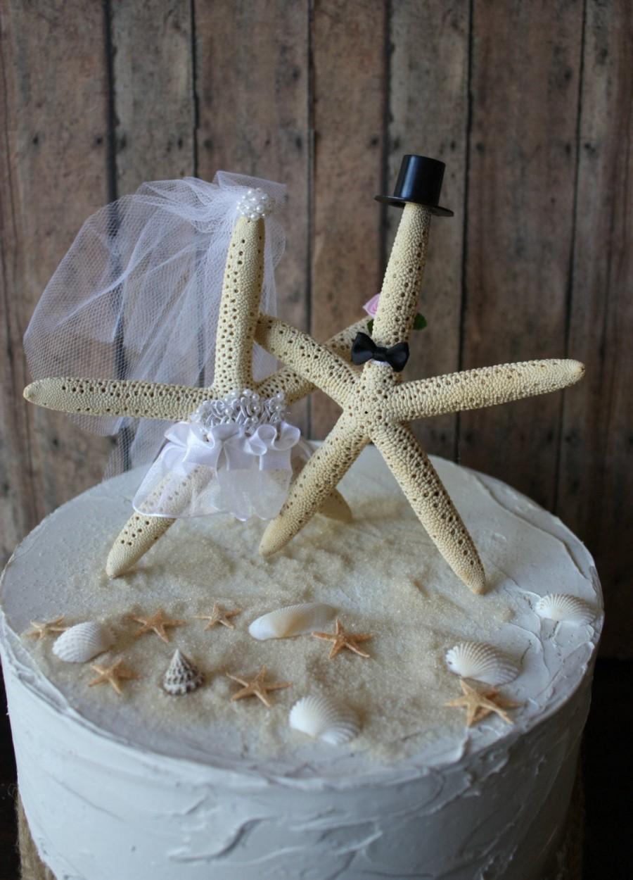 زفاف - Star Fish Cake Topper-Beach Themed Wedding Cake Topper