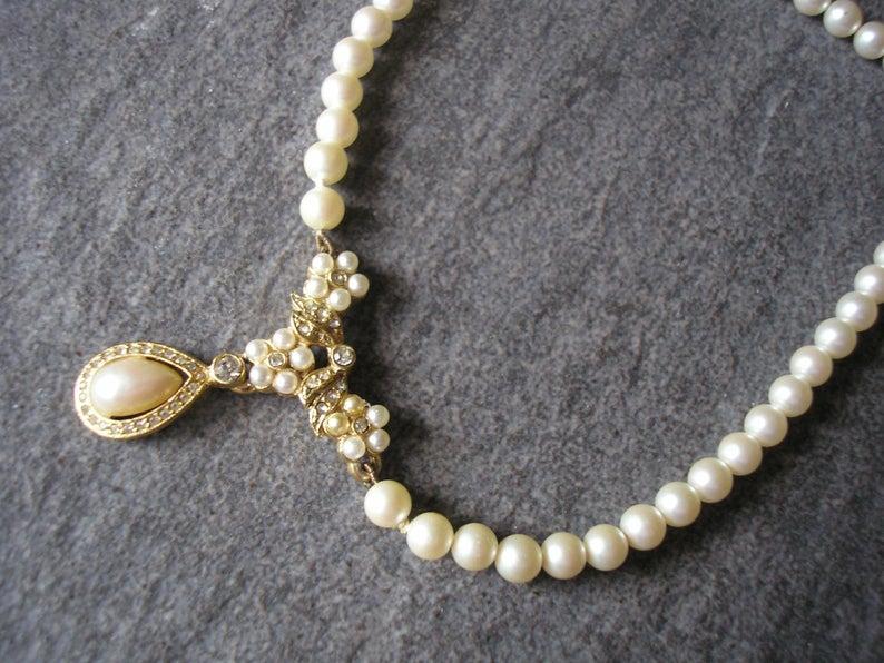 زفاف - Rosita Pearl Necklace, Vintage Pearl Choker, Bridal Pearls, Pearl Drop Necklace, Dainty Pearls, Pearl Wedding Jewellery, Bridal Jewellery