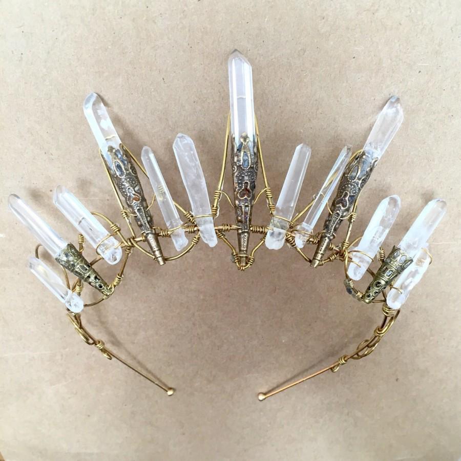 Свадьба - The STELLA Crown - Crystal Raw Quartz Crown Tiara - Magical Ethereal Unique Bridal Headpiece, Hair Accessory