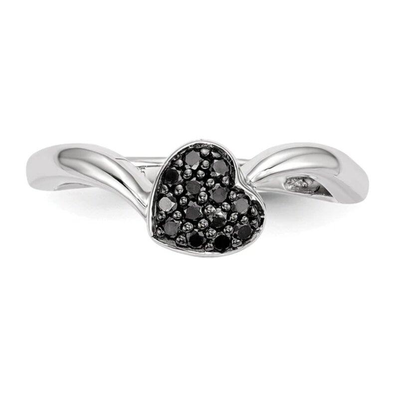 زفاف - Beautiful 0.50 Ct Black Diamond Heart Ring