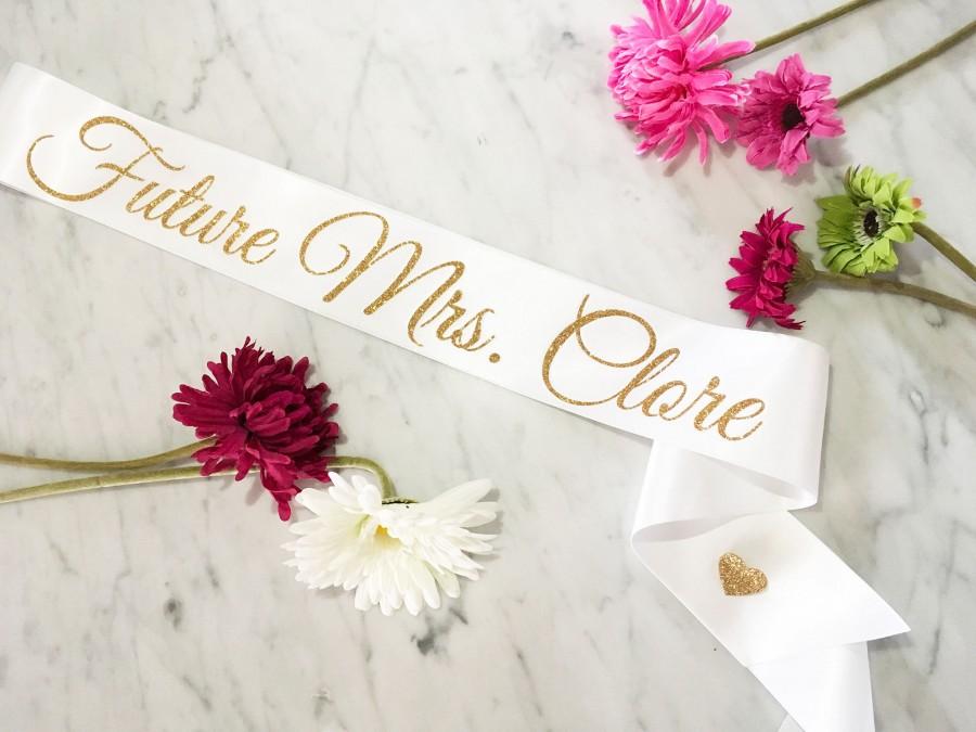 Свадьба - Future Mrs...Bride Bachelorette party sash - personalized