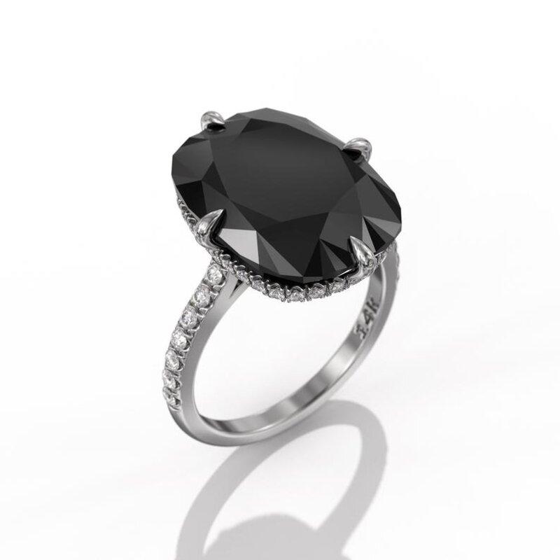 Mariage - Best-Looking Big 10 Carat Black Diamond Ring