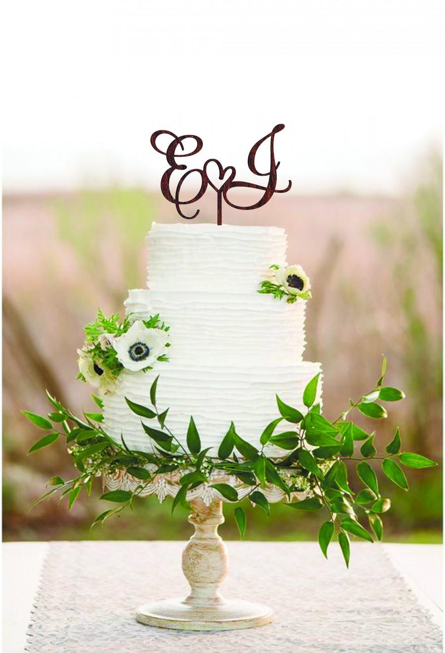 زفاف - Wedding Cake Topper Two letters cake topper J cake topper Cake toppers for wedding Wood rustic cake topper Initial cake topper E Letter j E