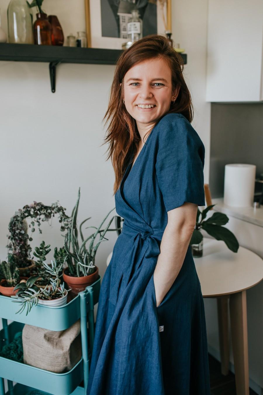 Linen Wrap Dress, Linen Midi Dress 