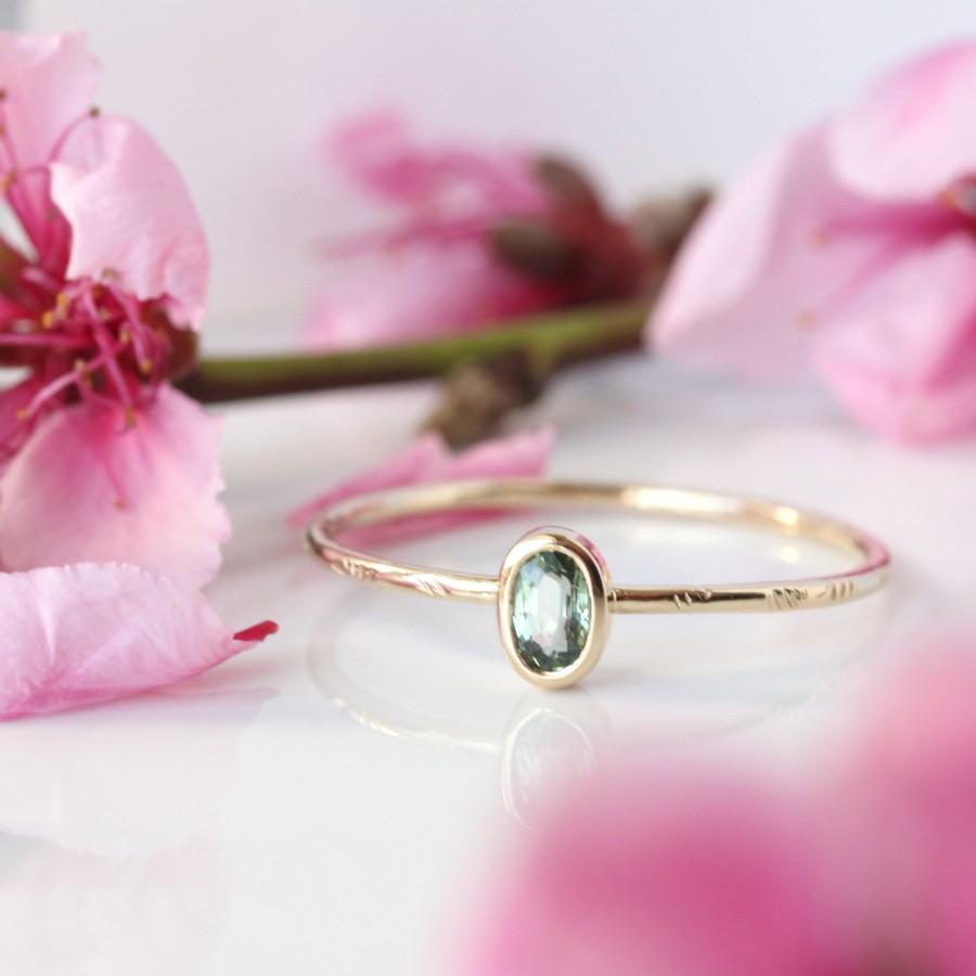 Mariage - Sapphire & 14k gold ring, sapphire engagement ring, Montana sapphire, pear cut, unique modern bride anniversary September birthstone