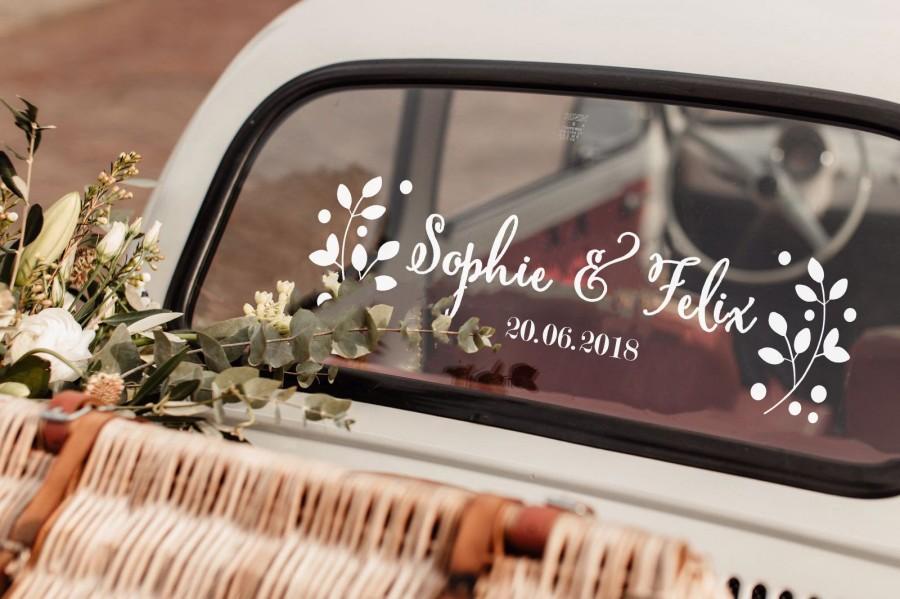 Hochzeit - Floral Sticker - Car decoration for wedding - Just married car sticker