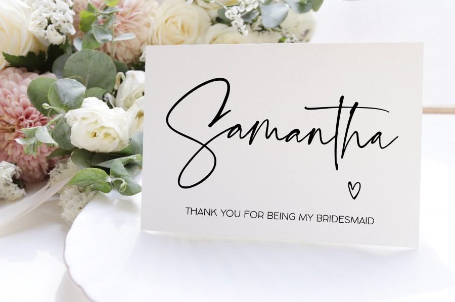Mariage - Custom Bridesmaid Thank You Card, Personalized Thank You For Being  My Bridesmaid Gift, Maid of Honor, Flower Girl Bridesmaid Gift Ideas, BT