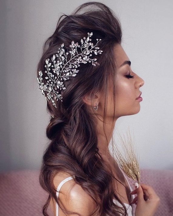 زفاف - Bridal headband,wedding hair pieces,side boho headpiece for bride,crystal wedding hair headband,bridal side clip,wedding hair accessories