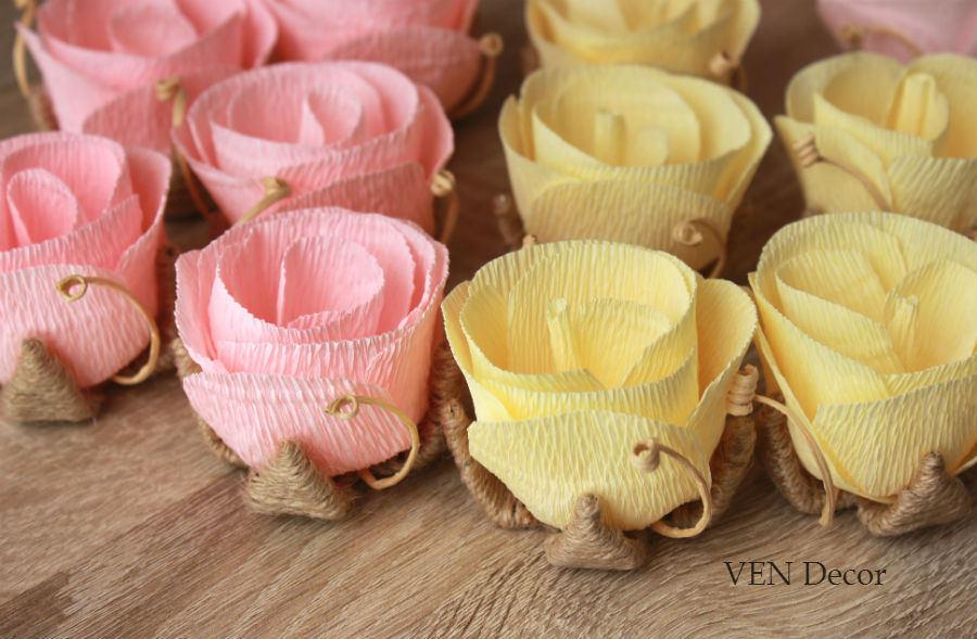 Wedding - 12 Paper Rose Flowers, Rustic Wedding Table Decorations, Rustic Flower Centerpiece