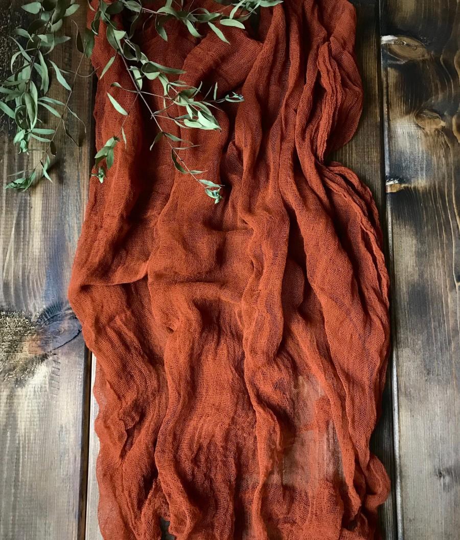 Wedding - Terracotta Table Runner Cheesecloth Rustic Wedding Decor Copper Party Wedding Decor Rust Orange Table Runner Boho Table Decor Halloween