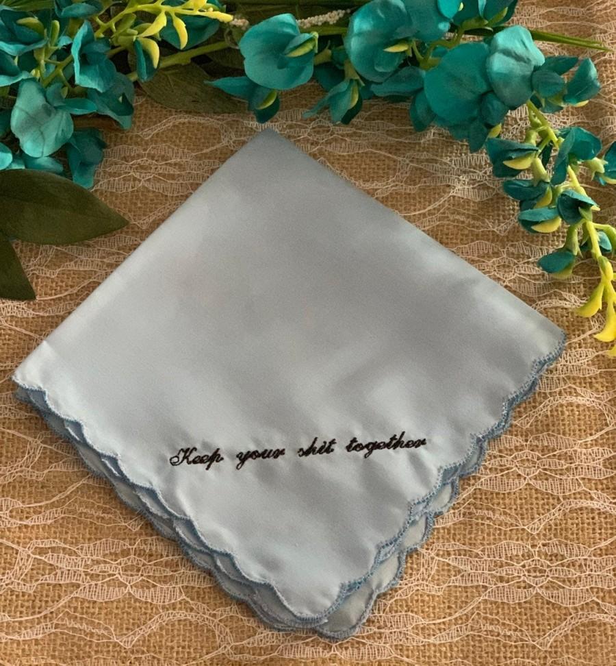 Свадьба - Something Blue Wedding Handkerchief- Keep Your Shit Together by Wedding Tokens- Bride Gift