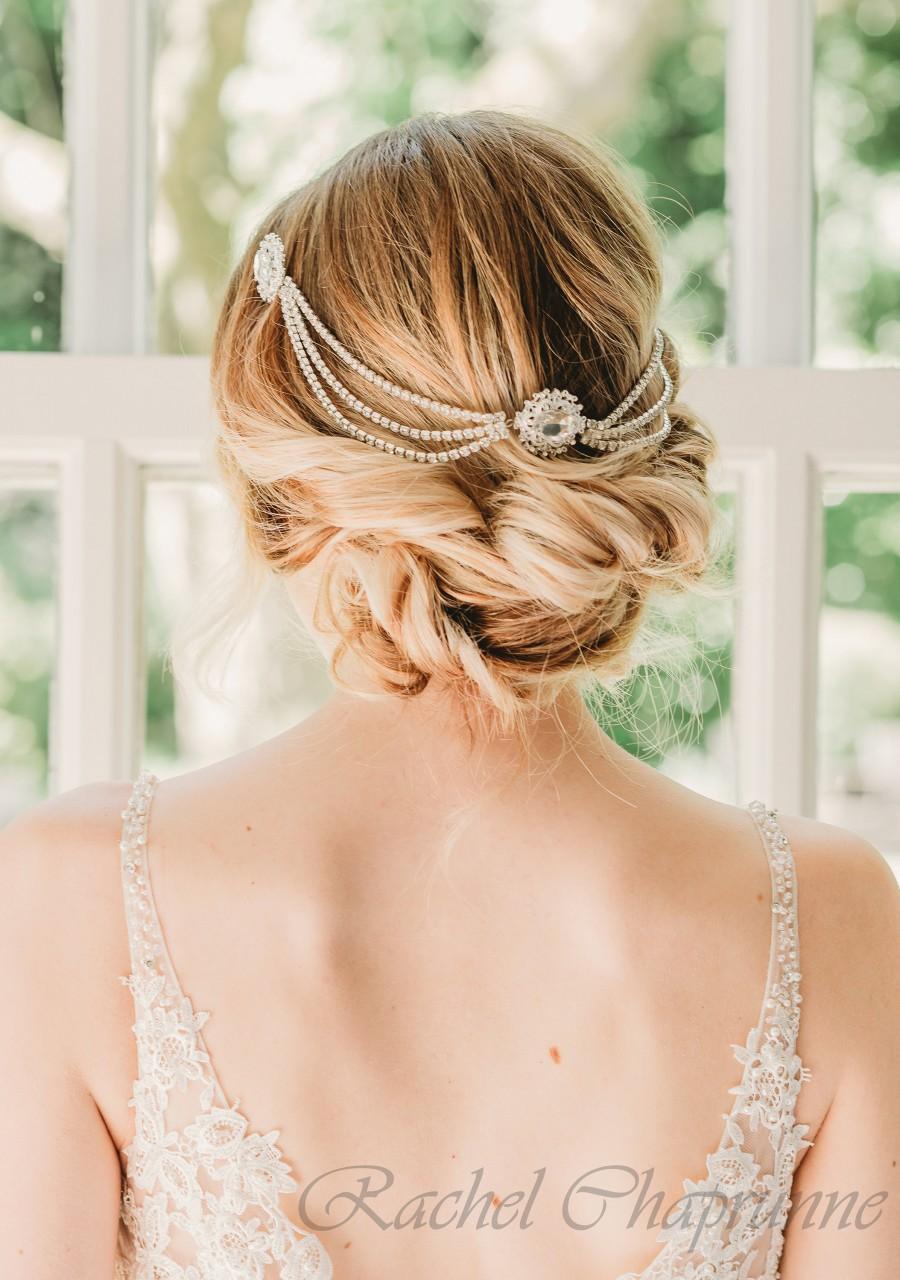 Свадьба - Hair chain for bride, Bridal hairpiece vintage, Wedding headpiece art deco, Bridal hair piece gatsby, Gatsby hair chain, Art Deco wedding