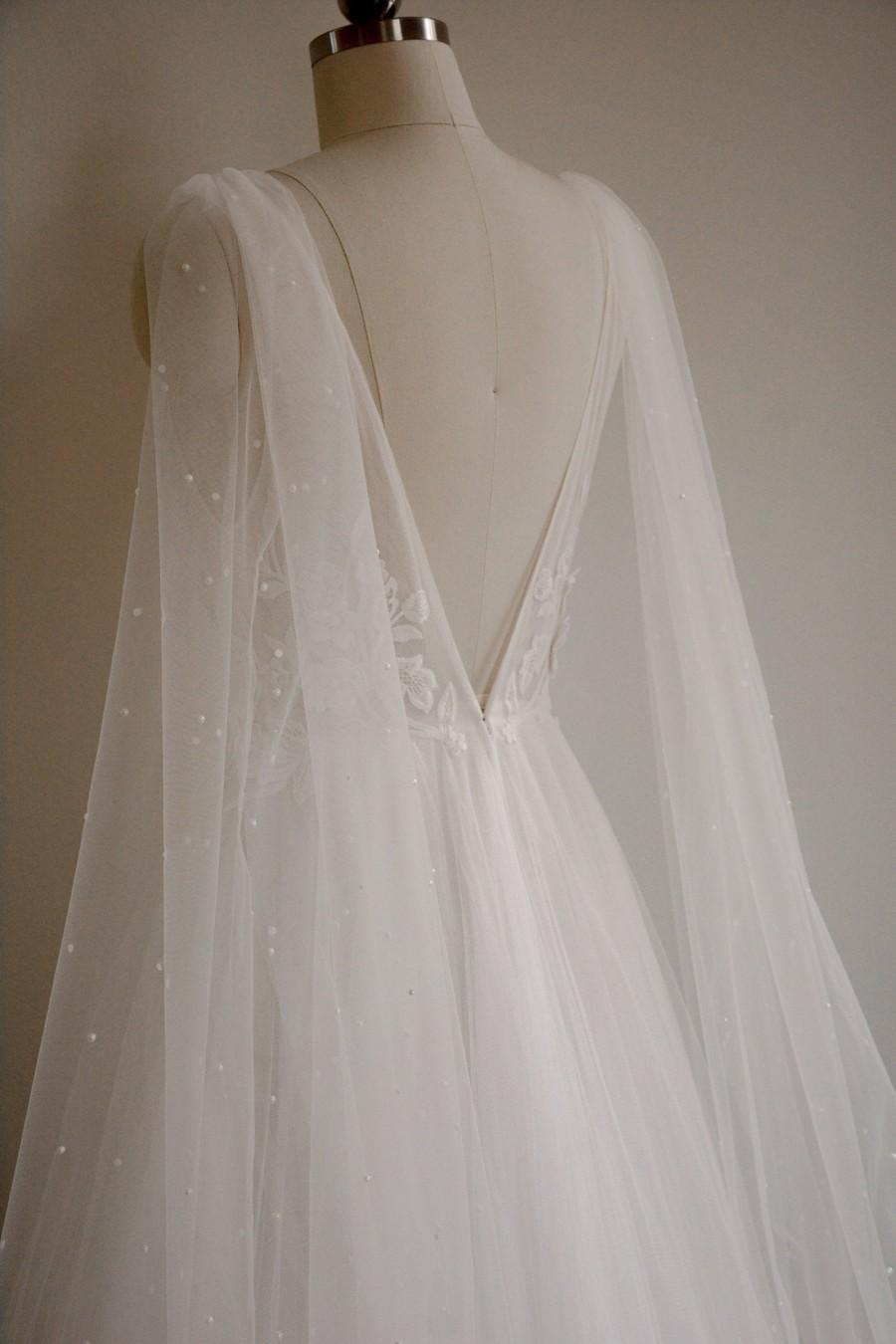 Mariage - bridal wings with pearls, tulle wings for wedding, shoulder tulle bridal wings with pearls - ANDROMEDA