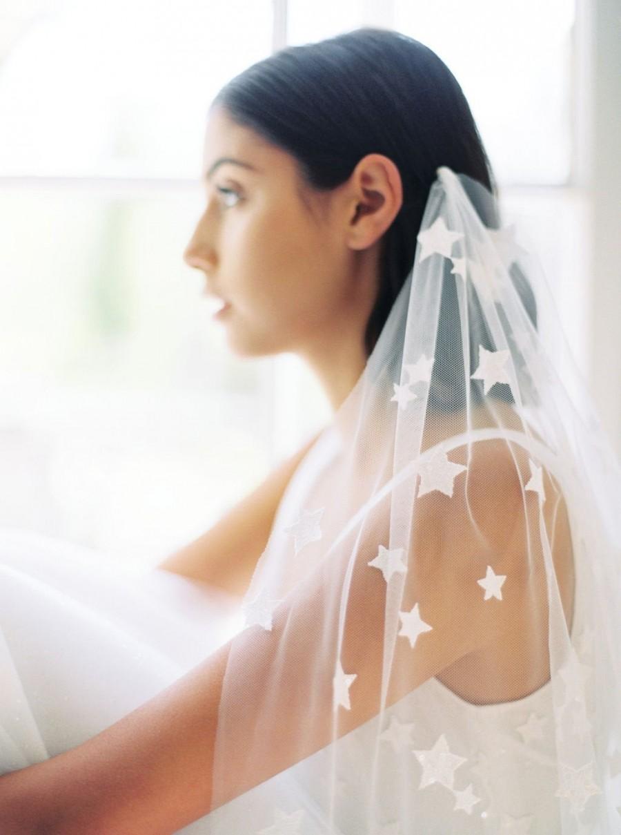Свадьба - star veil, celestial veil, boho veil with stars, star bridal veil, starry night veil - ASTRELLA