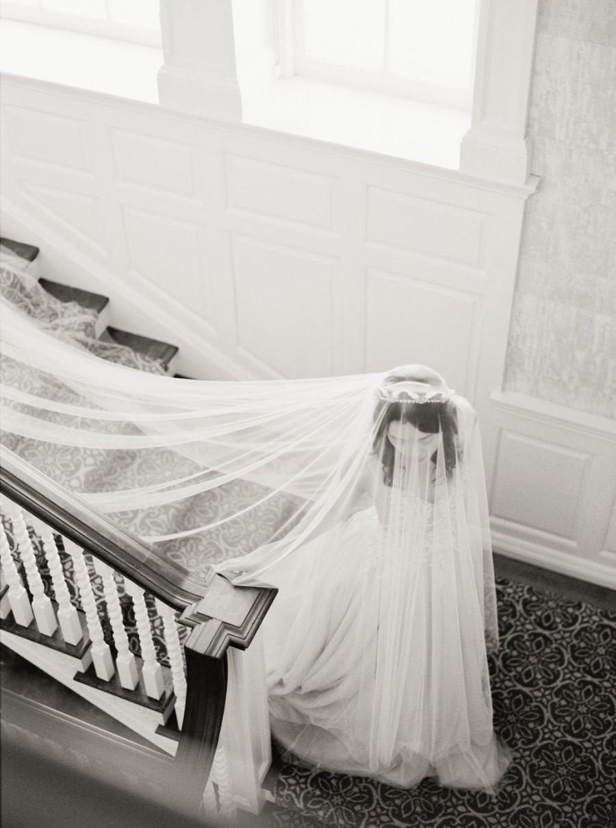 زفاف - long blusher wedding veil, bridal veil with blusher, cathedral veil with blusher, long wedding veil, drop veil cathedral - ACACIA