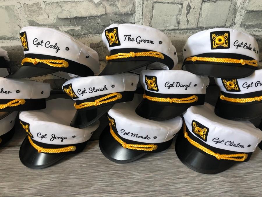 Свадьба - Nautical Captain's Hat, gift for bachelor party, captain hat, groom’s crew hat, skipper, yacht - sailor bachelor hat, nautical gift