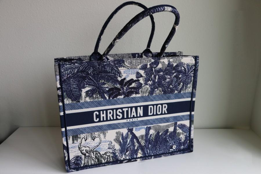 Wedding - Large Blue Dior Book Tote Toile de Jouy Embroidery