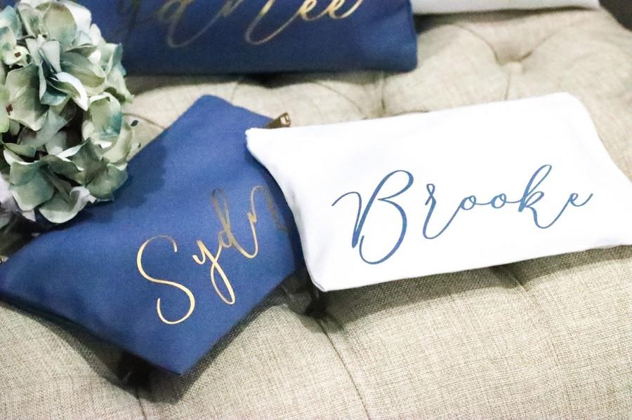 Wedding - Bridesmaid personalized cosmetic case, make up bag, bridesmaid gift