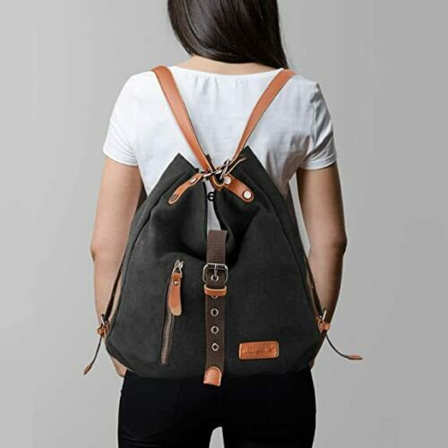 زفاف - Canvas Handbag Casual Shoulder Bag Rucksack Convertible Backpack Tote Bag Yarn Bag Travel Bag