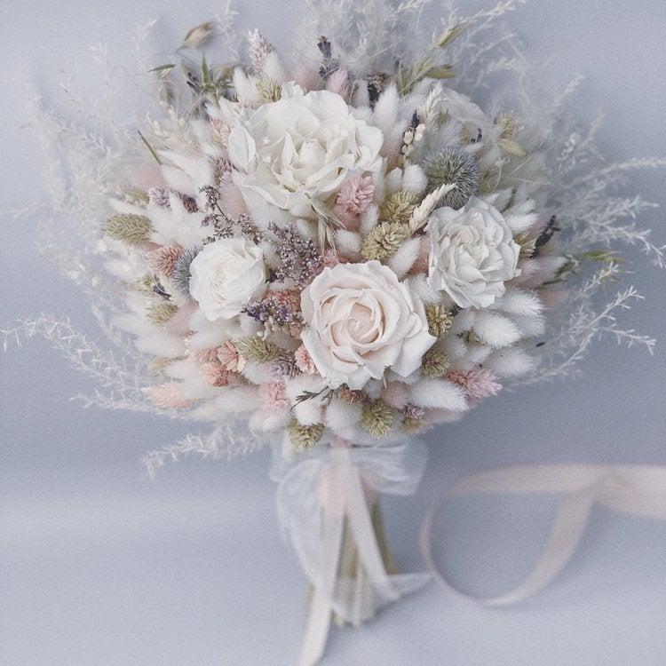 زفاف - Bridal Bouquet Preserved and Dried flowers, Wedding Bouquet, Bridesmaids Bouquet, Blush dried flowers, Preserved flower, Boutonniere, Bridal