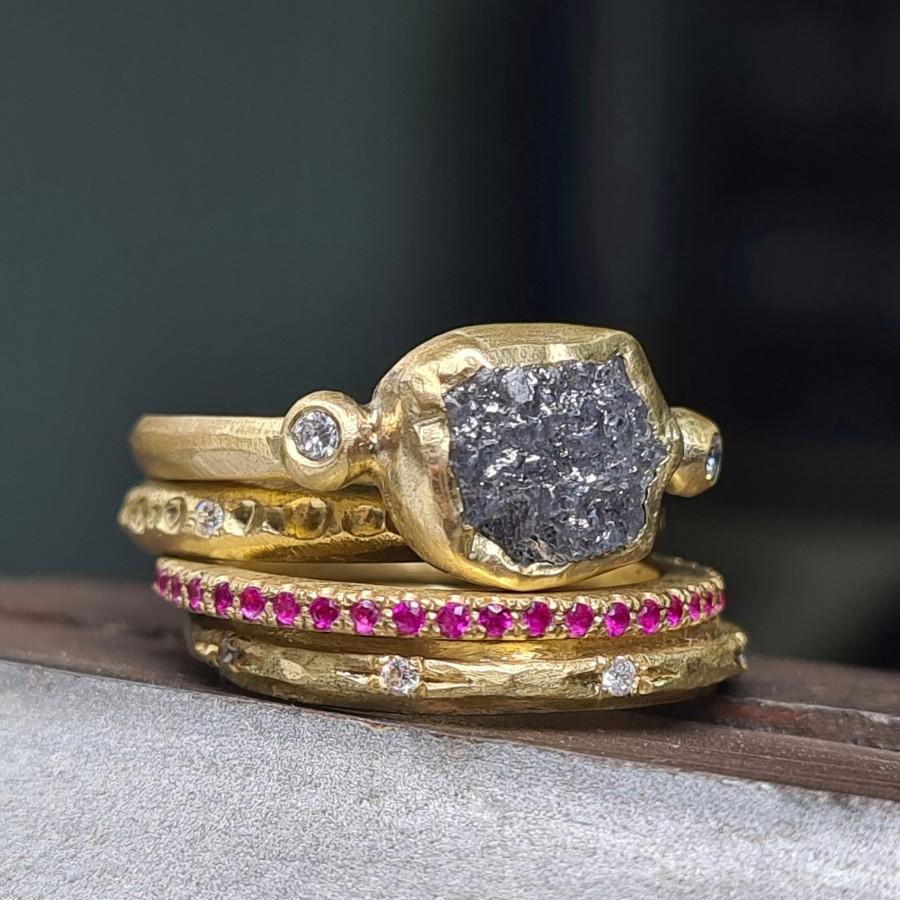 Wedding - Raw Black Diamond Ring