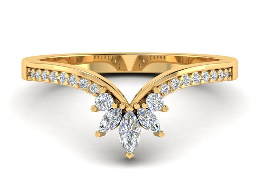 زفاف - Curved Wedding Ring Curved Engagement Ring Minimalist Ring Gold Stacking Ring Matching Band Chevron Ring Crown Ring Aniversery Gifts for Her