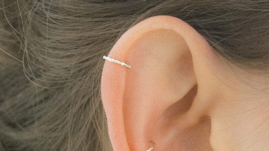 Hochzeit - Sale - 16g Helix Earring Cartilage Piercing - 16g Helix Hoop - Silver Diamond Cut Helix Hoop Earring - 16 gauge Helix Jewelry