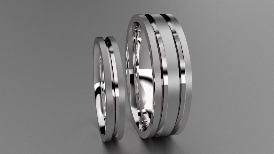 Свадьба - Silver His & Hers Brushed 6mm and 3mm Wedding Band Set, 925 Sterling Silver Mens and Ladies Matching Simple Unique Channels and Comfort Fit