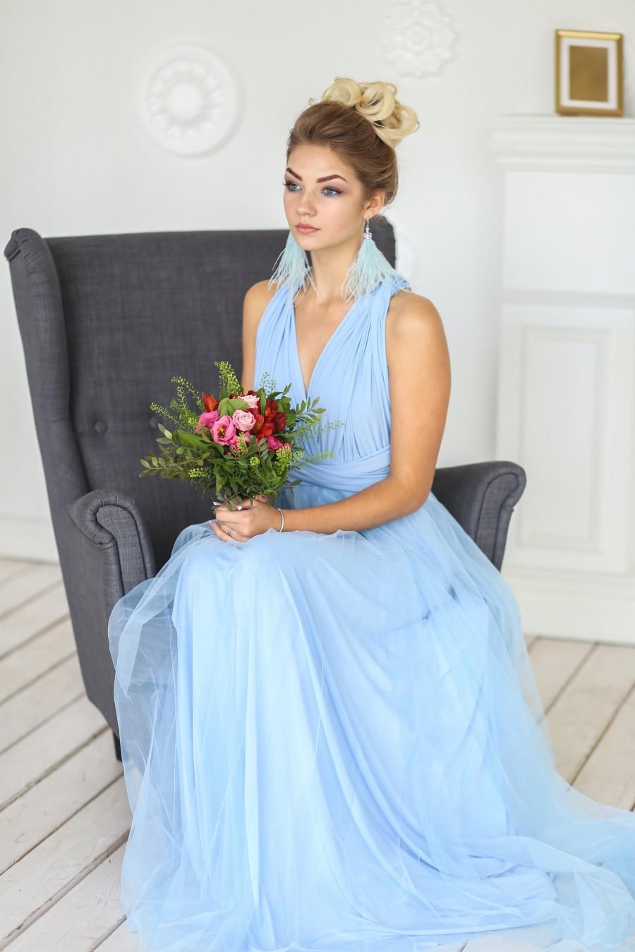 Hochzeit - Baby blue bridesmaid dress, baby blue infinity dress, baby blue convertible dress, baby blue multiway dress, light blue infinity dress, blue