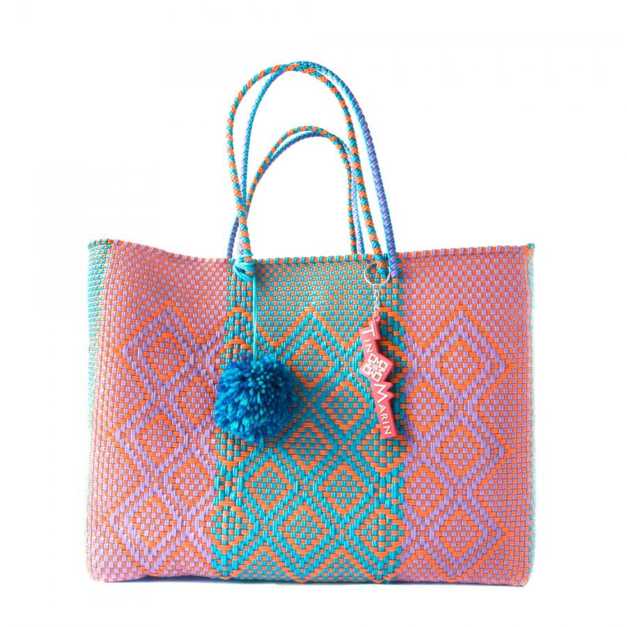 Mariage - Sunset Super Beach Tote, Handwoven Plastic Tote, Mexican Plastic Woven Bag, Beach Bag, Summer Bag