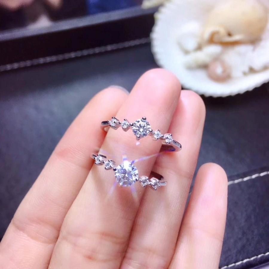 زفاف - Moissanite Engagement Ring for Women Wedding Band Solid 14K White Gold Anniversary Solitaire Rings