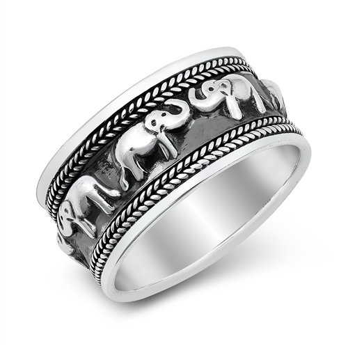 زفاف - 8mm Elephant Ring, Sterling Silver Wedding Ring,  Personalized Elephant Ring, Bride and Groom Wedding Band, DOJSR1198  FREE ENGRAVING