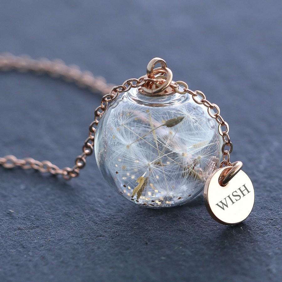 زفاف - 925er Silver necklace with real dandelions and personalized disc • Silver/Gold/Rosegold • real dandelions • gift for her • handmade • K510