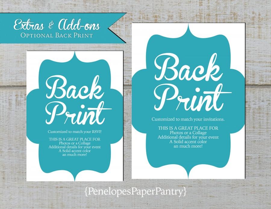 Hochzeit - Custom Optional Back Print, Designed To Match, Add Color, Additional Design, Text, Photos or a Combination