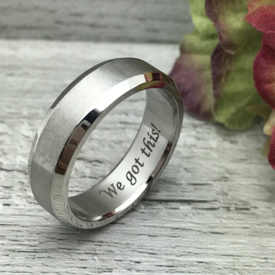 زفاف - 6mm Personalized Stainless Steel Ring, Mens Wedding Band, Custom Engraved Promise Ring for Him, Purity Ring for Him, DOJSSR088