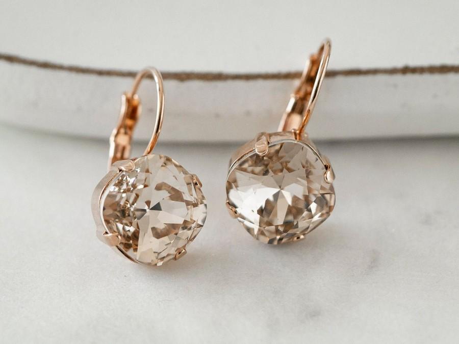 Hochzeit - Swarovski Crystal Earrings, Elegant Evening Earrings, Dainty Wedding Jewellery, Delicate Bridesmaid Earrings, Minimalist Bridal Earrings