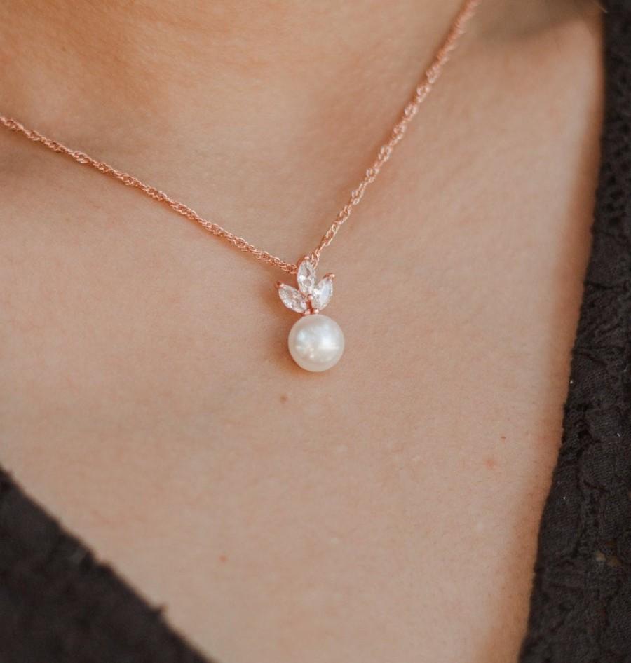 زفاف - Fresh water pearl Personalized rose Gold necklace Bridesmaid Gift Set Bridesmaid Earrings bracelet Bridesmaid Jewelry Bridal Jewelry