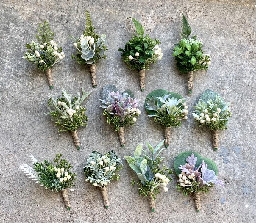 Свадьба - Eucalyptus Boutonniere/ Succulent Bout/ greenery boutonniere / woodland Rustic wedding / Forrest green /Rustic Wedding /greenery Buttonhole