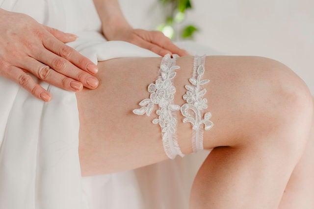 Mariage - Romantic Flower corded lace wedding garter, bridal garter, garter set, wedding garter set, wedding gift, bridal gift