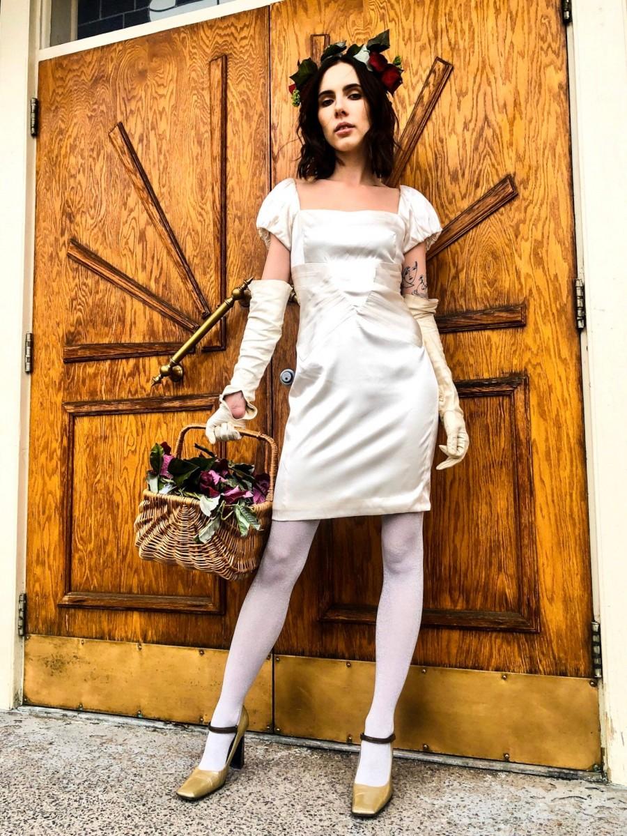 زفاف - Ivory Silk Mini Dress- Zac Posen