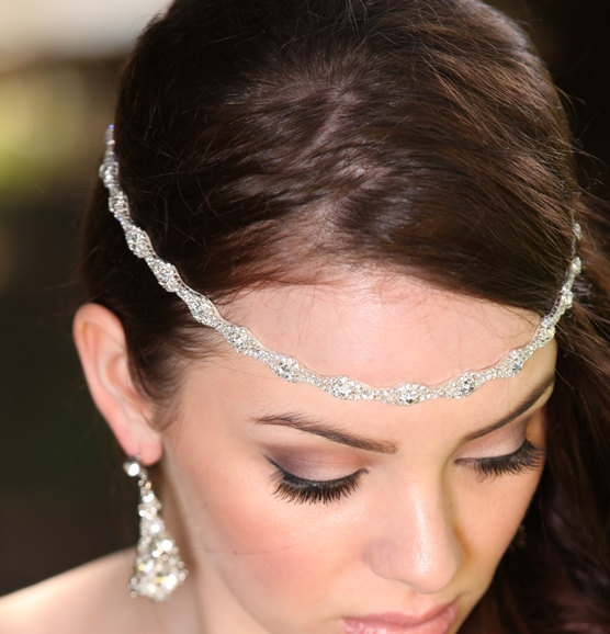 زفاف - Nina Rhinestone Headband, Grecian Headpiece, Wedding Hair Accessory, Crystal Headband