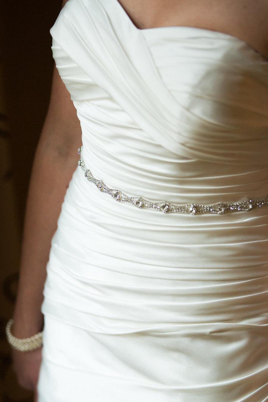 زفاف - Bridal Sash, Rhinestone Sash, Wedding Dress Sash, Crystal Belt, Embellishment, Applique Thin Trim