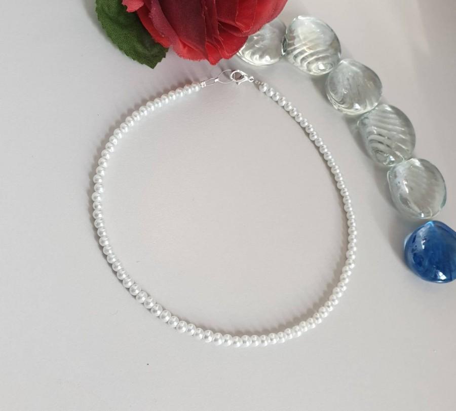زفاف - White glass pearl necklace