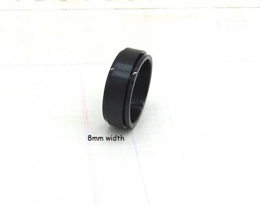 زفاف - Stainless Steel Black Spinner Ring*Spinning Ring for Men*Spinner Ring*Stainless Steel Band