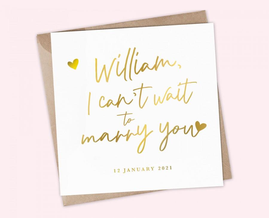 Wedding - Personalised I Can't Wait To Marry You Card - Personalised Wedding Day Card - To My Bride - To My Groom On Our Wedding Day Card - Real Foil