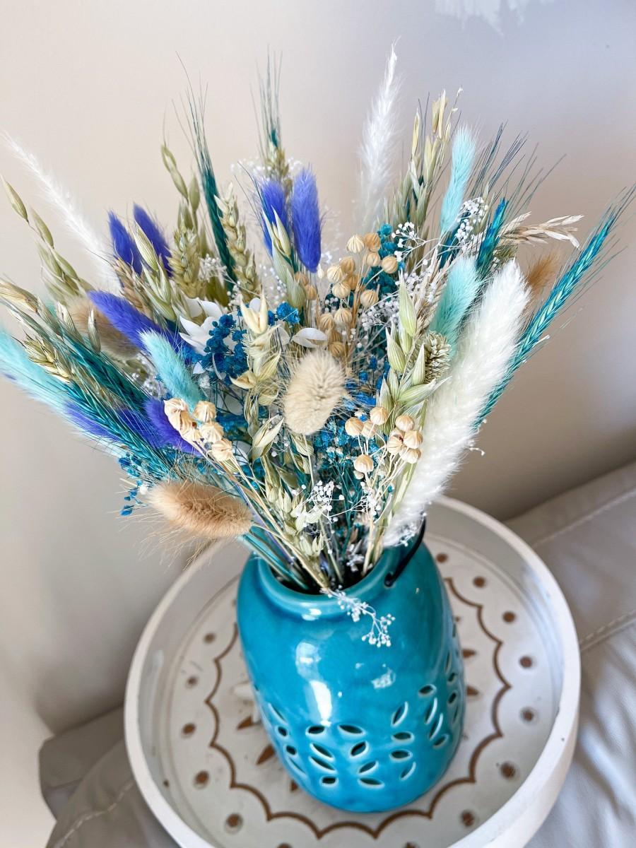 زفاف - Blue Turquoise Dried Flowers bundle bouquet, Bridal Lavender Bouquet, Dried centerpiece
