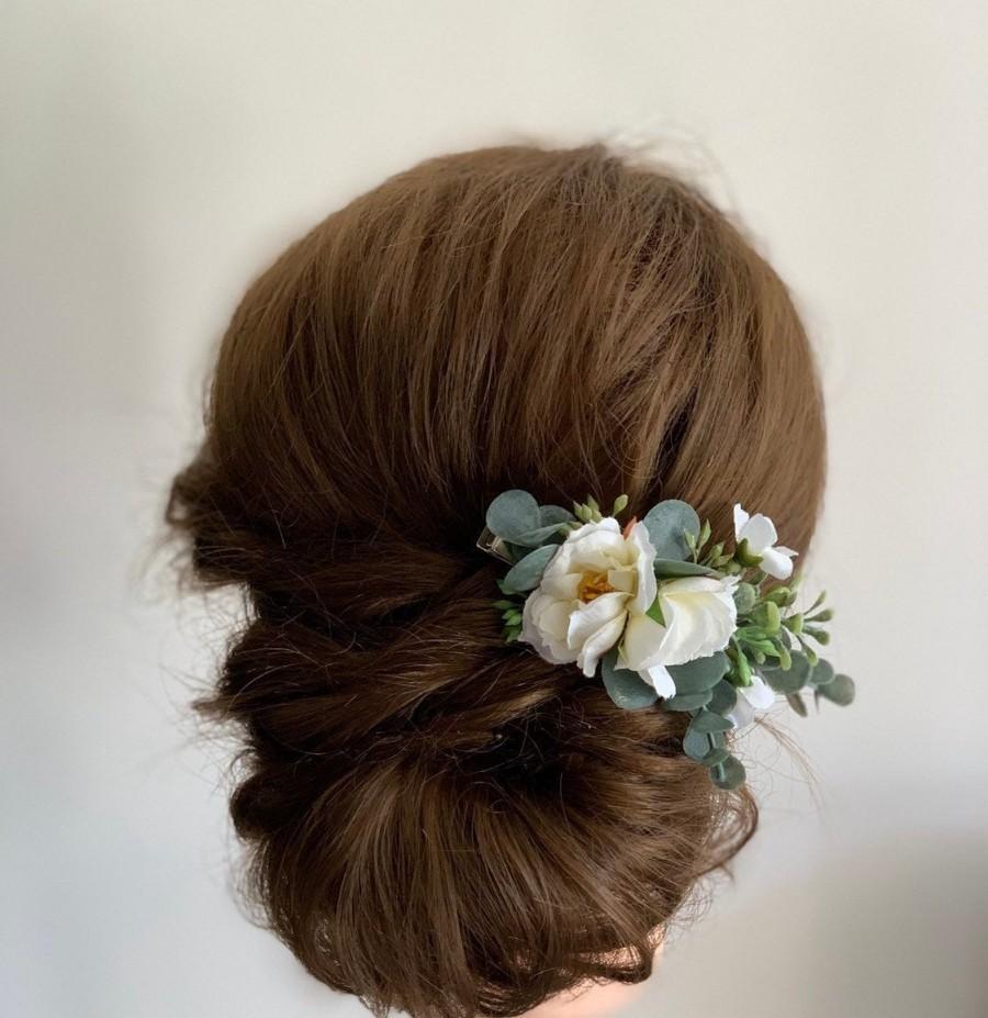 Wedding - Artificial Ivory Floral Hair Clip-Bridal Flower Head Piece-Bridal Floral Hair Barrette-Bridesmaid Hair accessory-Floral Hair Clip