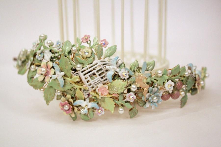 زفاف - Floral Bridal Hairband, Floral Tiara, wedding hair accessories, bridal hair accessories, headpiece, hair band Spring Tiara, Flower Tiara